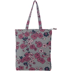 Traditional Cherry Blossom On A Gray Background Double Zip Up Tote Bag by Kiyoshi88