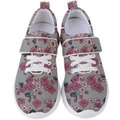 Traditional Cherry Blossom On A Gray Background Women s Velcro Strap Shoes by Kiyoshi88