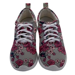 Traditional Cherry Blossom On A Gray Background Women Athletic Shoes by Kiyoshi88