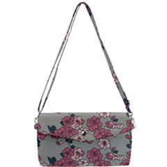 Traditional Cherry Blossom On A Gray Background Removable Strap Clutch Bag by Kiyoshi88