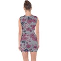 Traditional cherry blossom on a gray background Lace Up Front Bodycon Dress View2