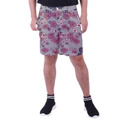 Traditional Cherry Blossom On A Gray Background Men s Pocket Shorts by Kiyoshi88