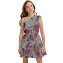 Traditional cherry blossom on a gray background Kids  One Shoulder Party Dress View1