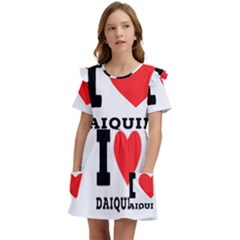 I Love Daiquiri Kids  Frilly Sleeves Pocket Dress by ilovewhateva