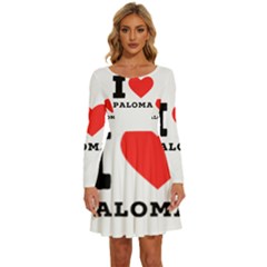 I Love Paloma Long Sleeve Wide Neck Velvet Dress by ilovewhateva