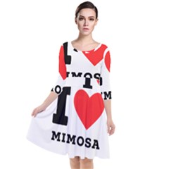 I Love Mimosa Quarter Sleeve Waist Band Dress by ilovewhateva