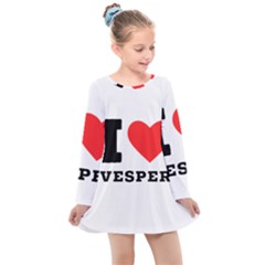 I Love Vesper Kids  Long Sleeve Dress by ilovewhateva