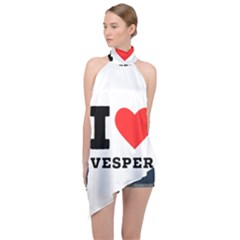 I Love Vesper Halter Asymmetric Satin Top by ilovewhateva