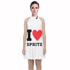 I Love Spritz Velvet Halter Neckline Dress  by ilovewhateva