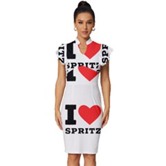 I Love Spritz Vintage Frill Sleeve V-neck Bodycon Dress by ilovewhateva