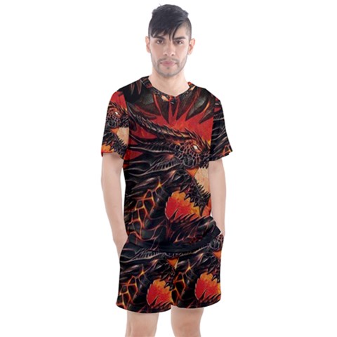 Dragon Men s Mesh Tee And Shorts Set by Salman4z