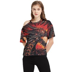 Dragon One Shoulder Cut Out Tee by Salman4z