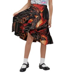 Dragon Kids  Ruffle Flared Wrap Midi Skirt