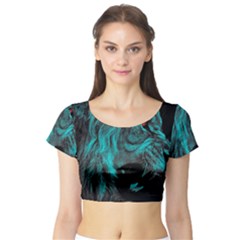 Angry Male Lion Predator Carnivore Short Sleeve Crop Top by Salman4z