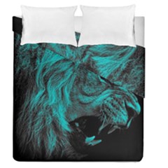 Angry Male Lion Predator Carnivore Duvet Cover Double Side (queen Size) by Salman4z