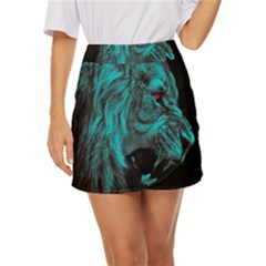 Angry Male Lion Predator Carnivore Mini Front Wrap Skirt by Salman4z