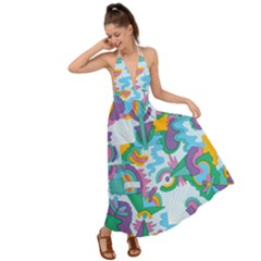 Pattern Hotdogtrap Backless Maxi Beach Dress by Salman4z