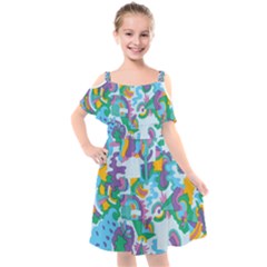 Pattern Hotdogtrap Kids  Cut Out Shoulders Chiffon Dress by Salman4z