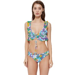 Pattern Hotdogtrap Low Cut Ruffle Edge Bikini Set by Salman4z