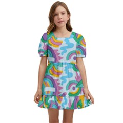 Pattern Hotdogtrap Kids  Short Sleeve Dolly Dress by Salman4z