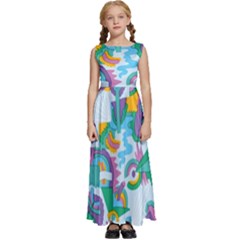 Pattern Hotdogtrap Kids  Satin Sleeveless Maxi Dress by Salman4z