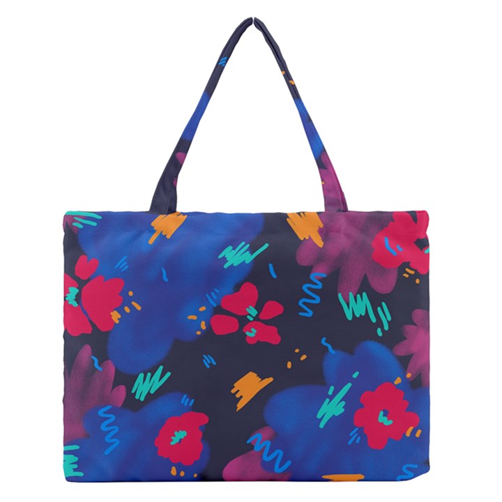 Patterns Rosebuds Zipper Medium Tote Bag