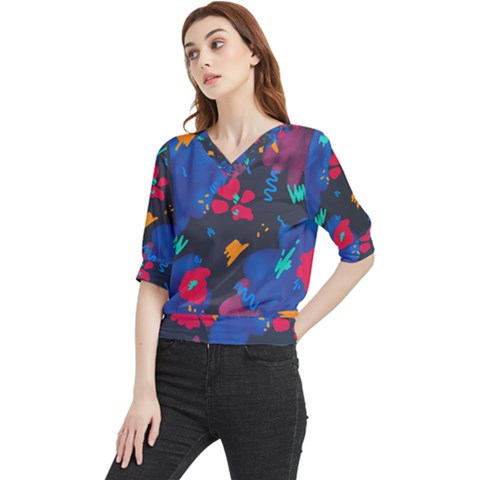 Patterns Rosebuds Quarter Sleeve Blouse by Salman4z