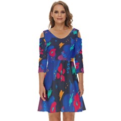 Patterns Rosebuds Shoulder Cut Out Zip Up Dress by Salman4z