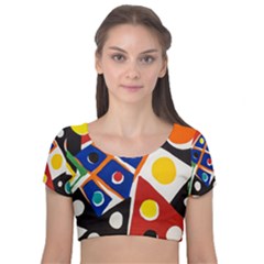 Pattern And Decoration Revisited At The East Side Galleries Velvet Short Sleeve Crop Top  by Salman4z