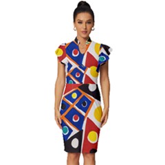 Pattern And Decoration Revisited At The East Side Galleries Vintage Frill Sleeve V-neck Bodycon Dress by Salman4z