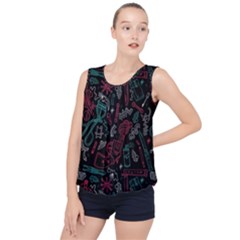 Abstract Pattern Bubble Hem Chiffon Tank Top by Salman4z