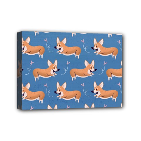 Corgi Patterns Mini Canvas 7  X 5  (stretched) by Salman4z