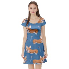 Corgi Patterns Short Sleeve Skater Dress by Salman4z