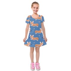 Corgi Patterns Kids  Short Sleeve Velvet Dress by Salman4z