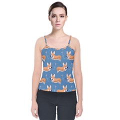 Corgi Patterns Velvet Spaghetti Strap Top by Salman4z