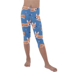 Corgi Patterns Kids  Lightweight Velour Capri Leggings  by Salman4z