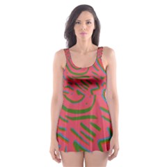 Pattern Saying Wavy Skater Dress Swimsuit by Salman4z