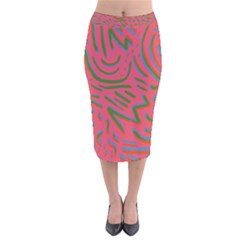 Pattern Saying Wavy Velvet Midi Pencil Skirt by Salman4z