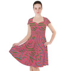 Pattern Saying Wavy Cap Sleeve Midi Dress by Salman4z