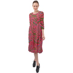 Pattern Saying Wavy Ruffle End Midi Chiffon Dress by Salman4z