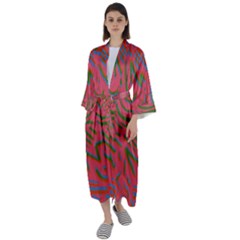 Pattern Saying Wavy Maxi Satin Kimono by Salman4z