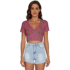 Pattern Saying Wavy V-neck Crop Top by Salman4z