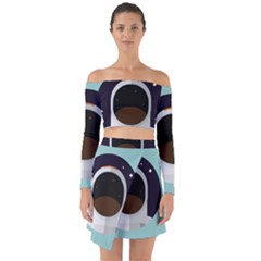 Astronaut Space Astronomy Universe Off Shoulder Top With Skirt Set by Salman4z