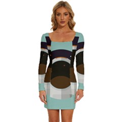 Astronaut Space Astronomy Universe Long Sleeve Square Neck Bodycon Velvet Dress by Salman4z