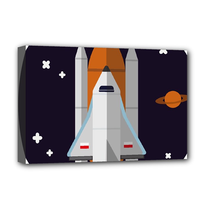 Rocket Space Universe Spaceship Deluxe Canvas 18  x 12  (Stretched)