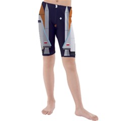 Rocket Space Universe Spaceship Kids  Mid Length Swim Shorts by Salman4z