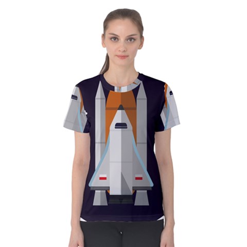 Rocket Space Universe Spaceship Women s Cotton Tee by Salman4z