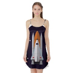 Rocket Space Universe Spaceship Satin Night Slip by Salman4z