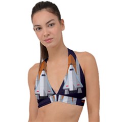 Rocket Space Universe Spaceship Halter Plunge Bikini Top by Salman4z