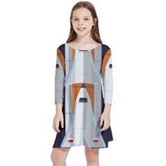 Rocket Space Universe Spaceship Kids  Quarter Sleeve Skater Dress by Salman4z